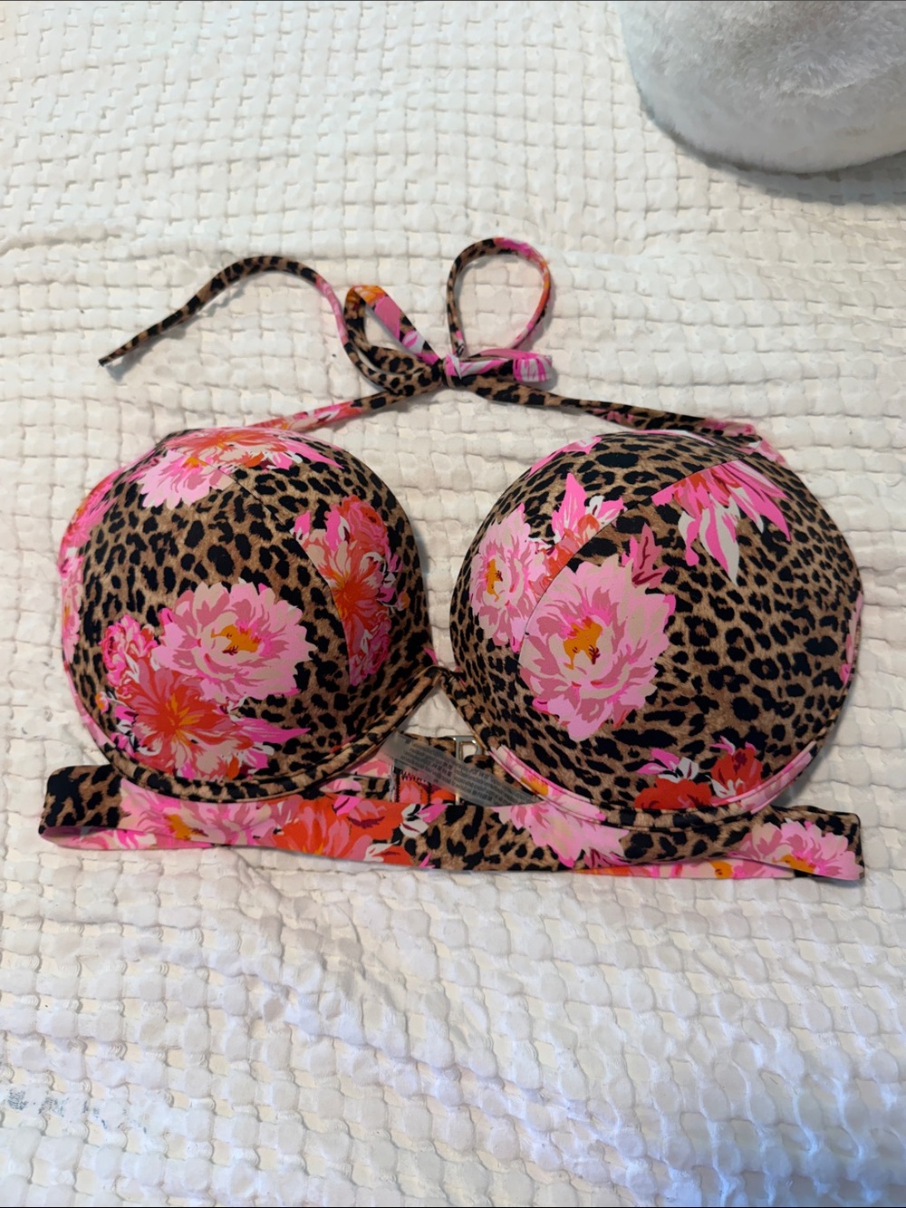 Victoria's Secret Leopard & Pink Floral Halter Swim Bra